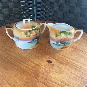 Nippon M Creamer & Sugar Bowl with Lid
